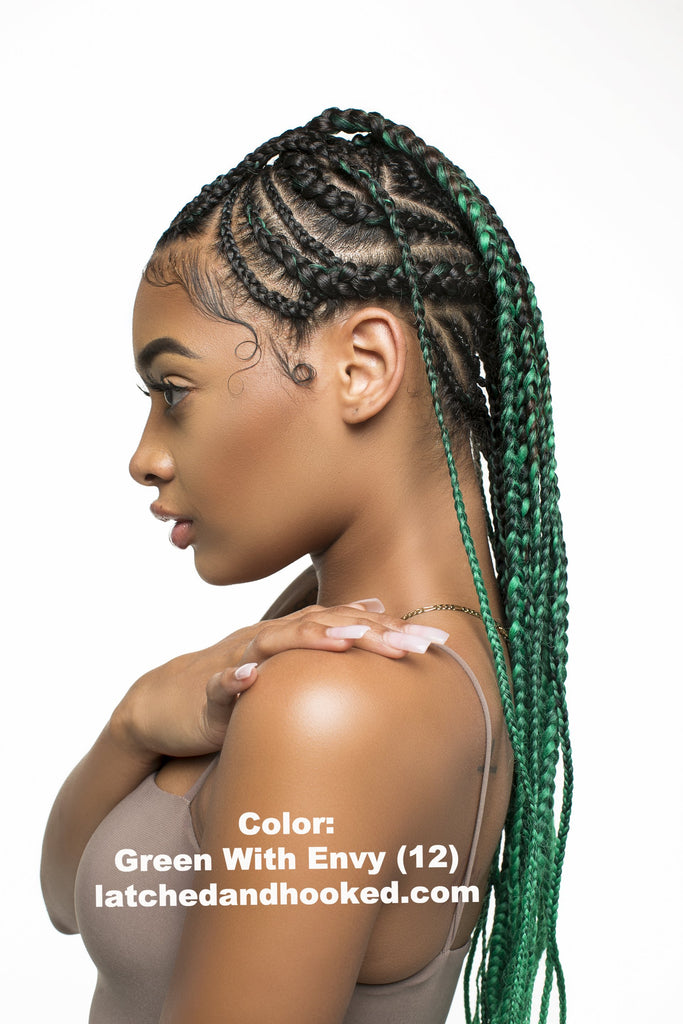 green ombre braiding hair 